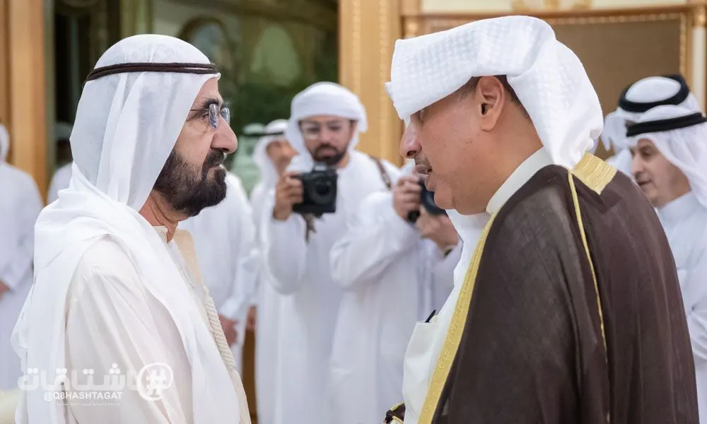 ممثل سمو أمير البلاد وزير شؤون الديوان الأميري يقدم واجب العزاء بوفاة الشيخ أحمد بن راشد آل مكتوم